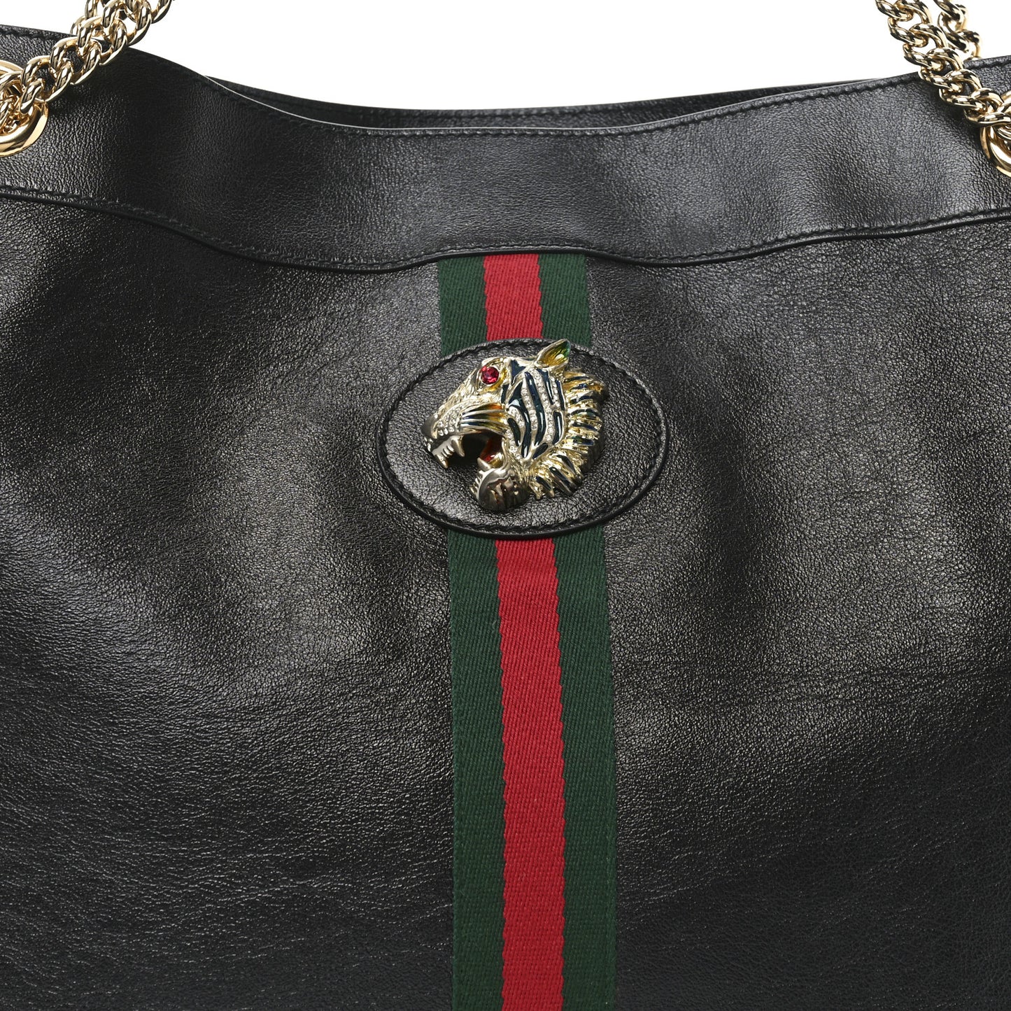 Calfskin Large Rajah Chain Tote Black