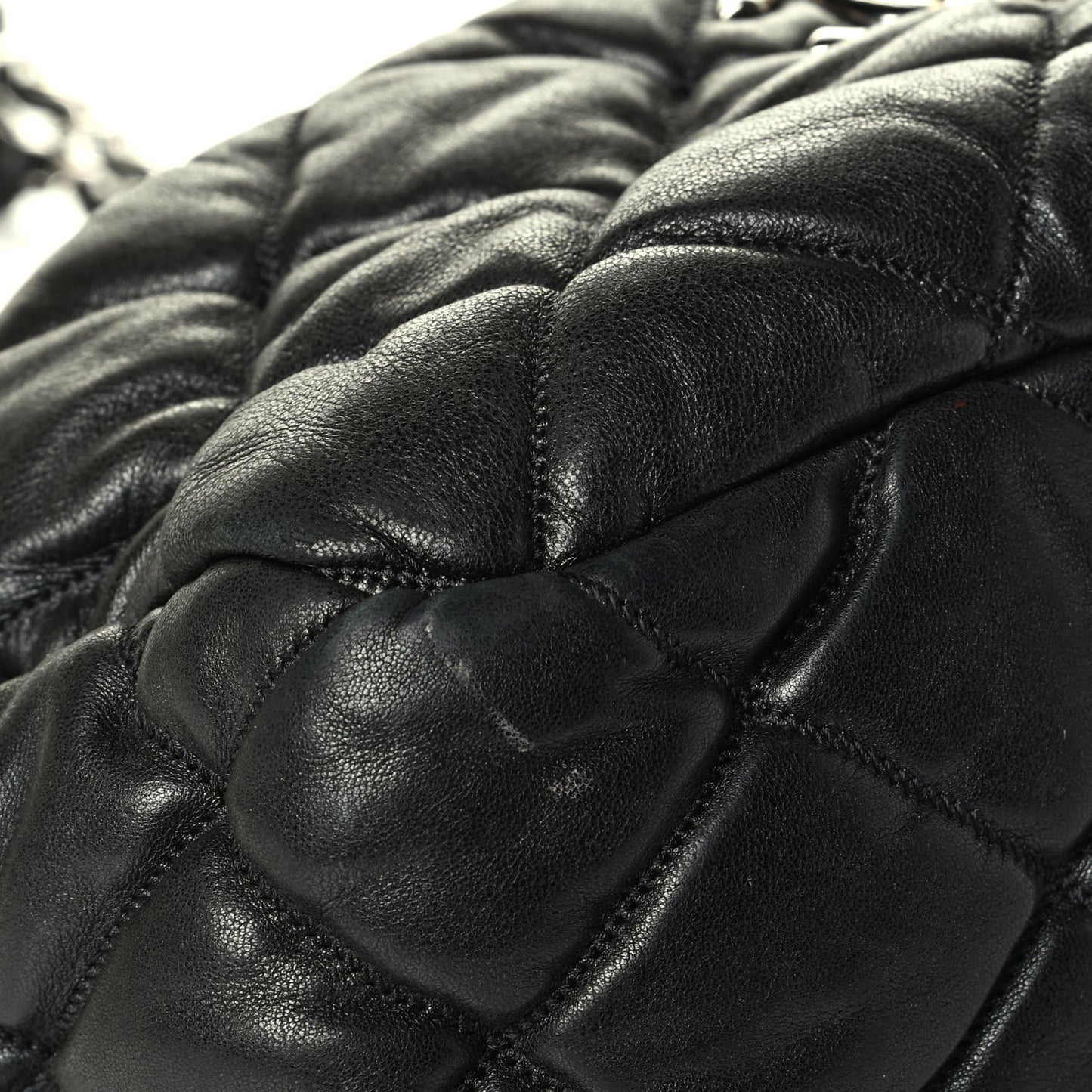 Lambskin Bubble Quilt Camera Case Black