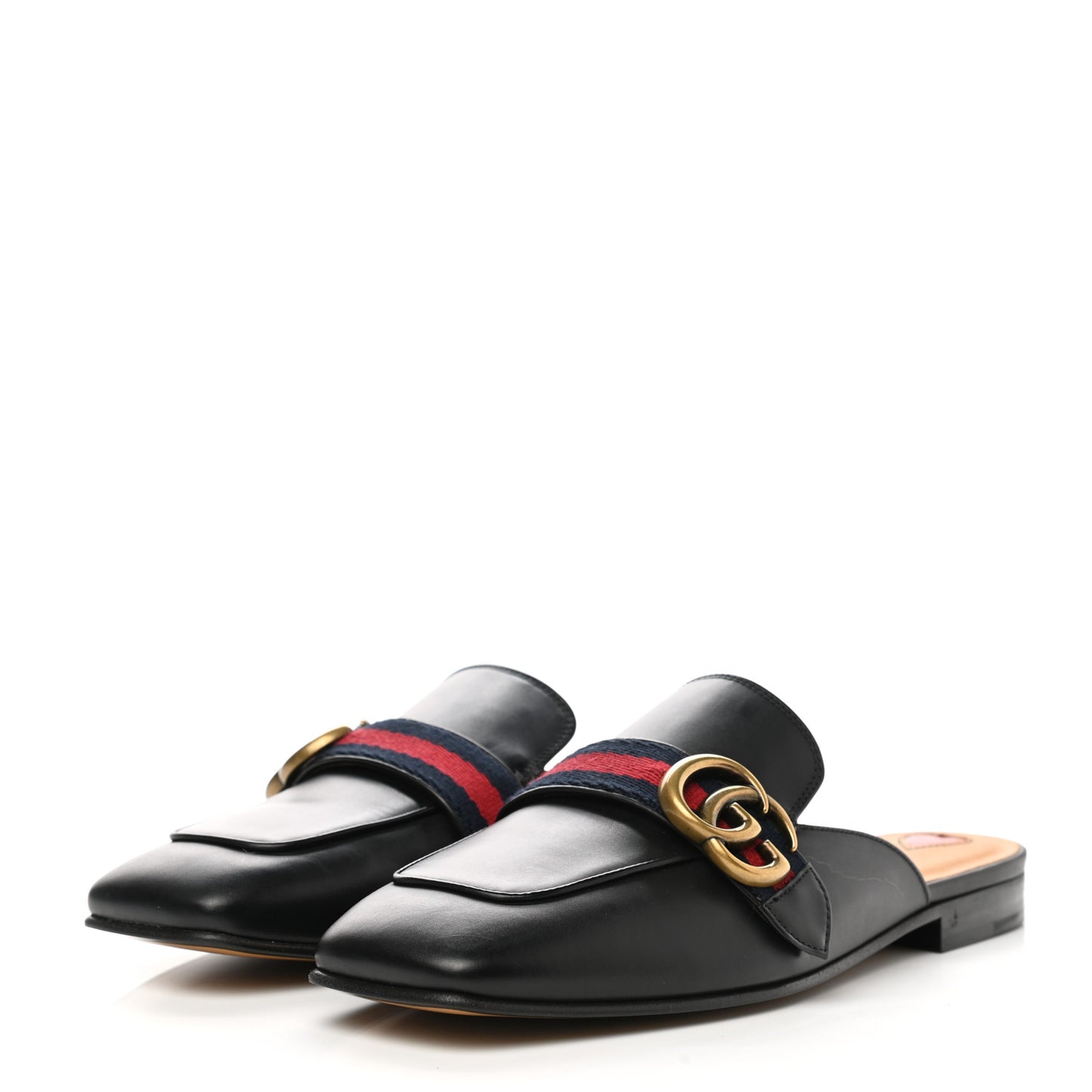 Calfskin Web Womens Peyton GG Slippers 37.5 Black