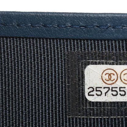 Chanel Metallic Caviar Quilted Compact Flap Wallet Navy 5 of 5