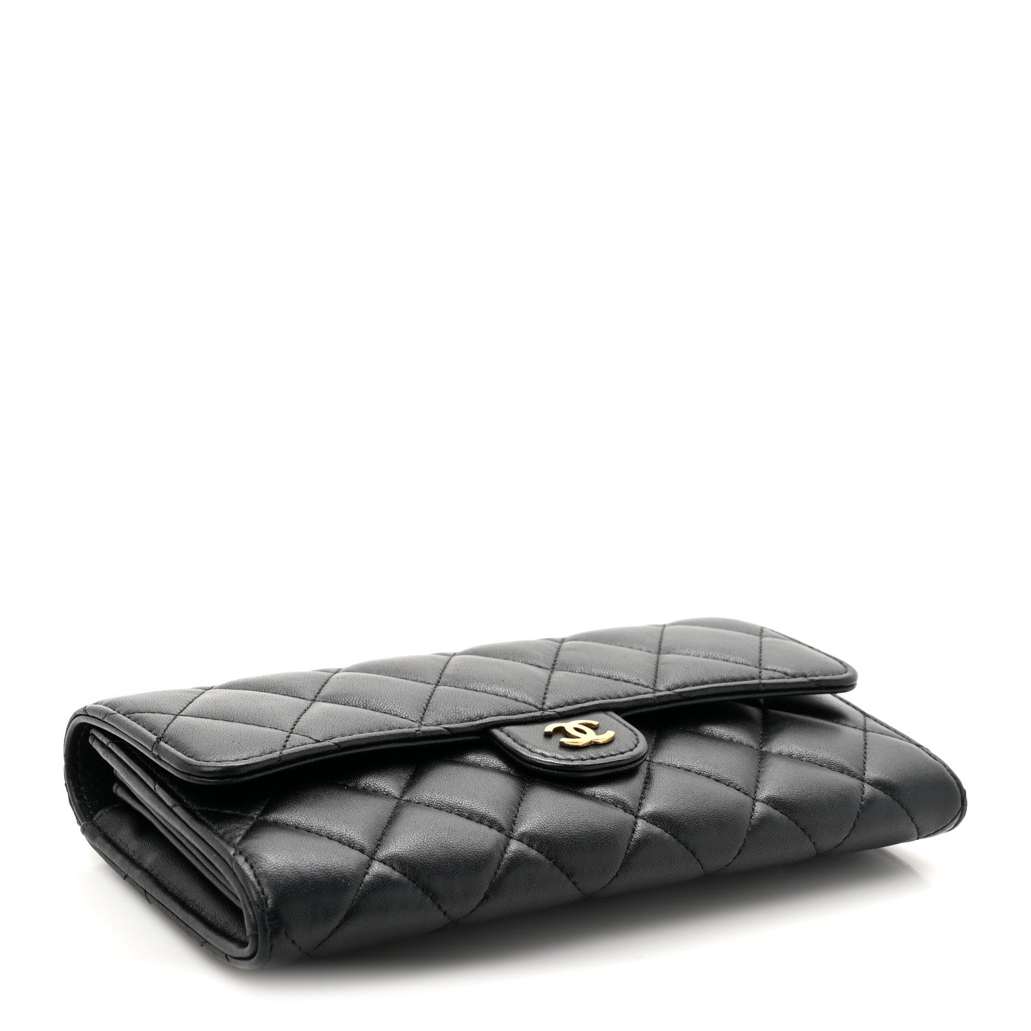 Chanel Lambskin Quilted Large Flap Wallet Black 4 of 11