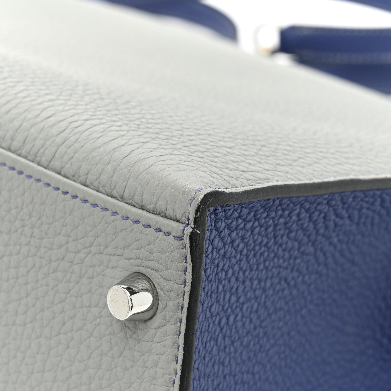Hermes Togo Horseshoe Kelly Sellier 35 Gris Mouette Bleu Electrique 12 of 12