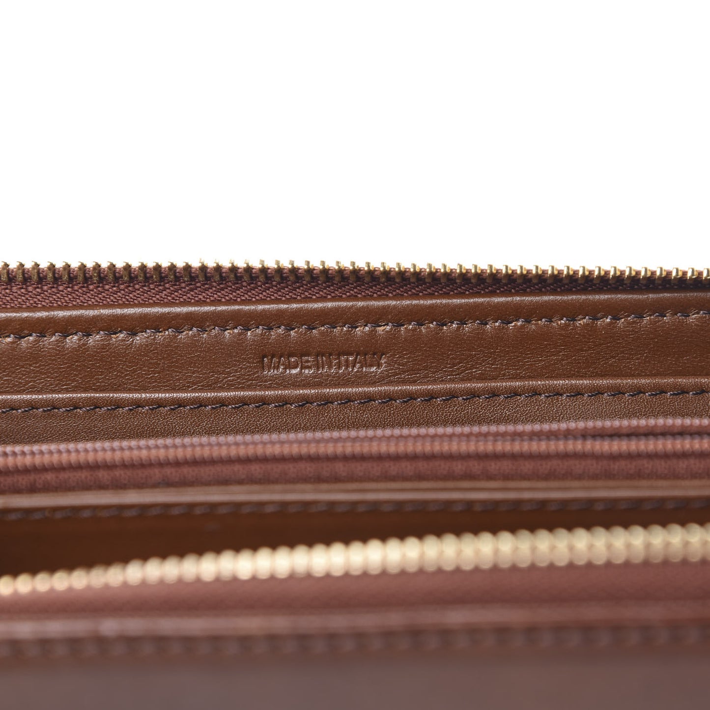 House Check Bridle Calfskin Ziggy Zip Around Wallet Dark Tan