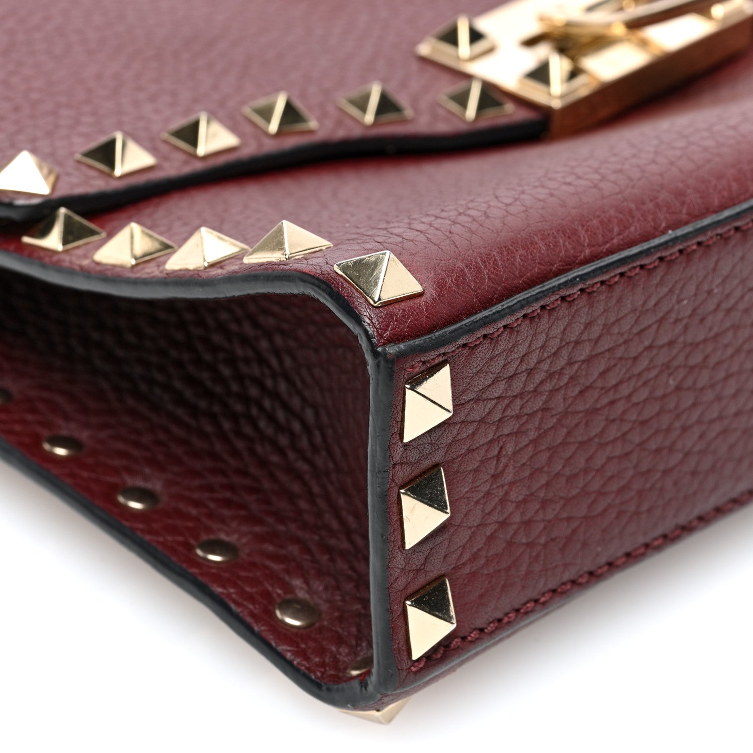 Valentino Garavani Pebbled Calfskin Medium Rockstud Flip Lock Crossbody Bag Rubin 8 of 9