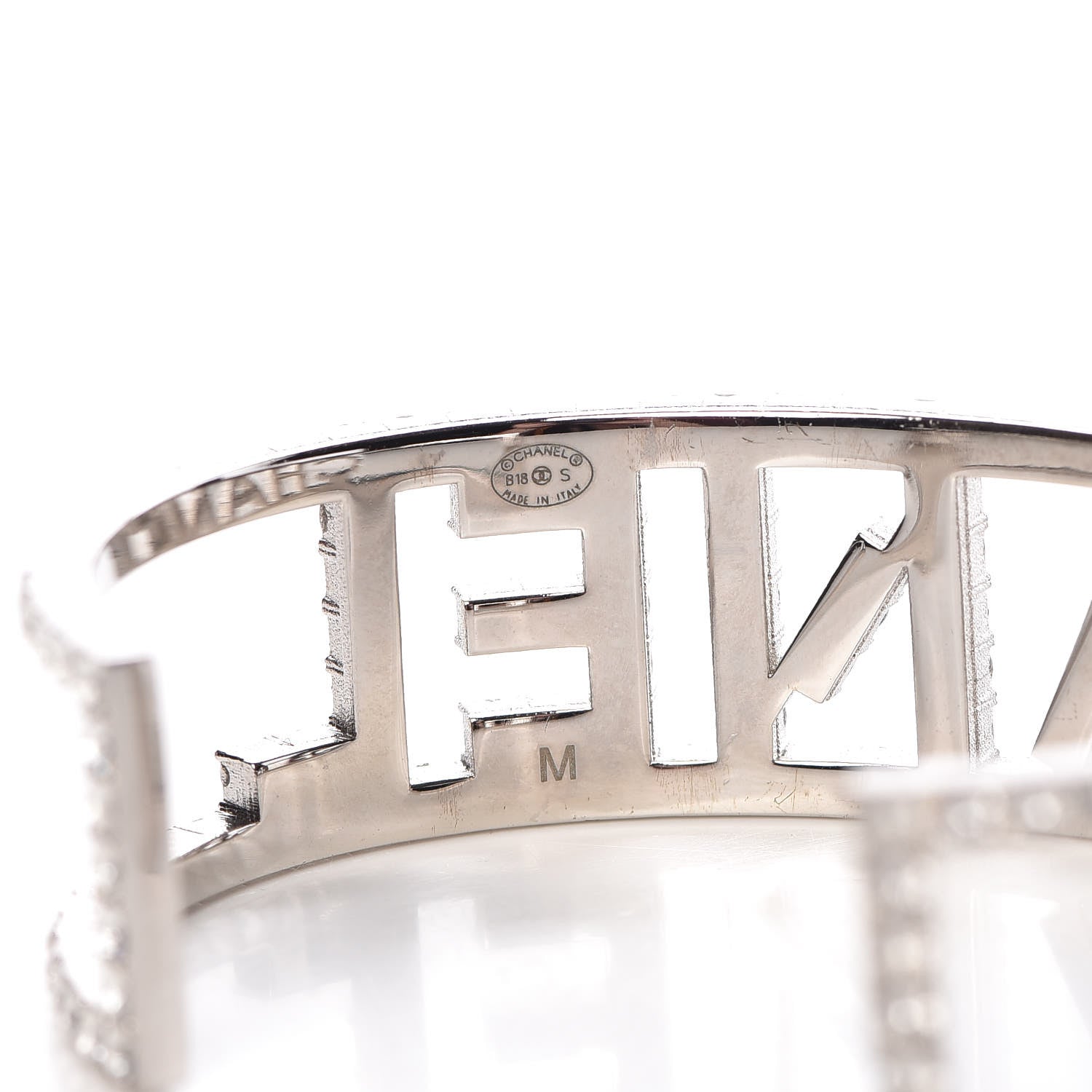 Chanel Crystal Logo Cuff M Silver 4 of 5