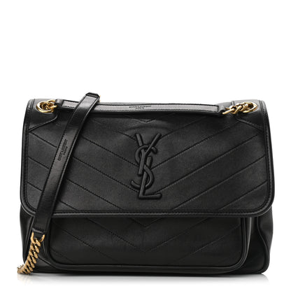 Saint Laurent Lambskin Matelasse Monogram Medium Niki Chain Satchel Black 1 of 8