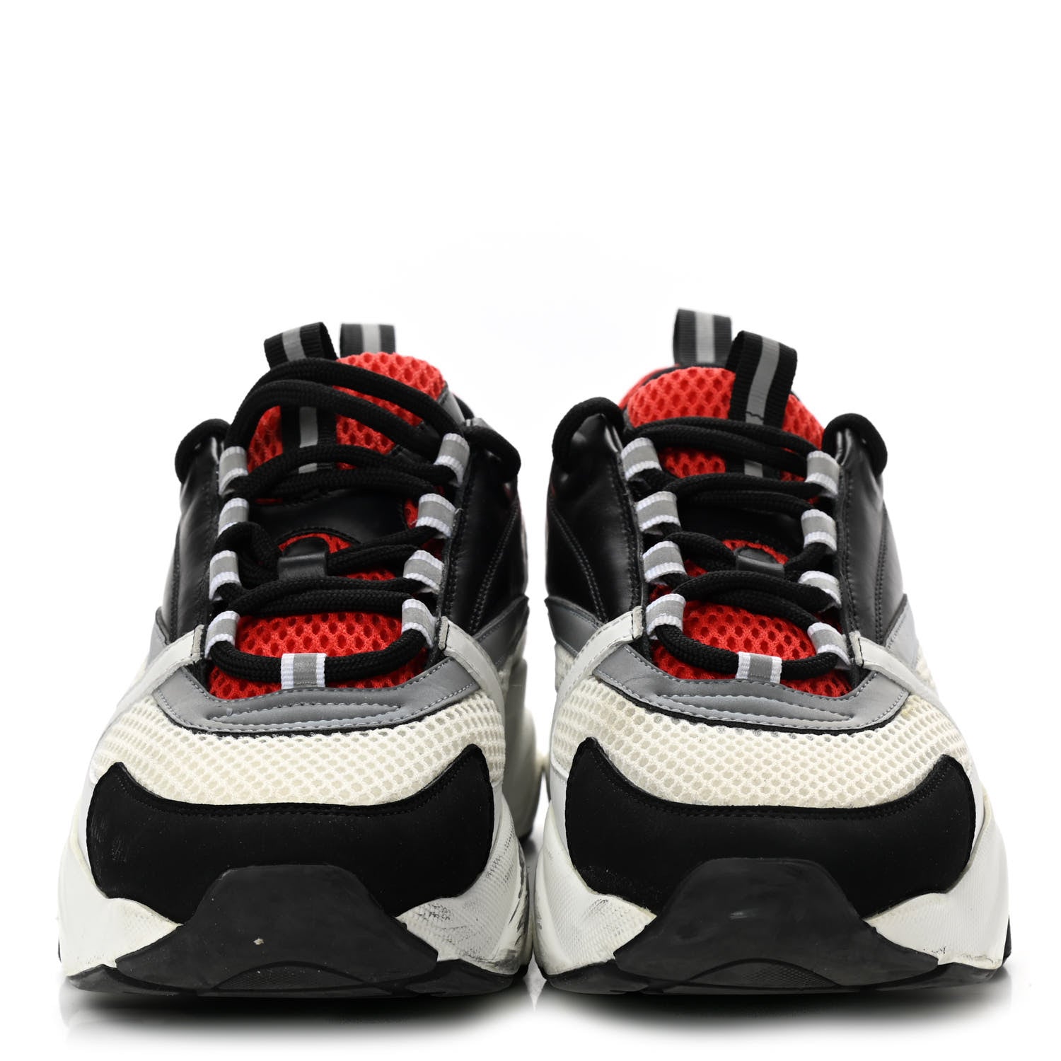 Christian Dior Technical Mesh Calfskin Mens B22 Sneakers 41 Black White Red 2 of 13