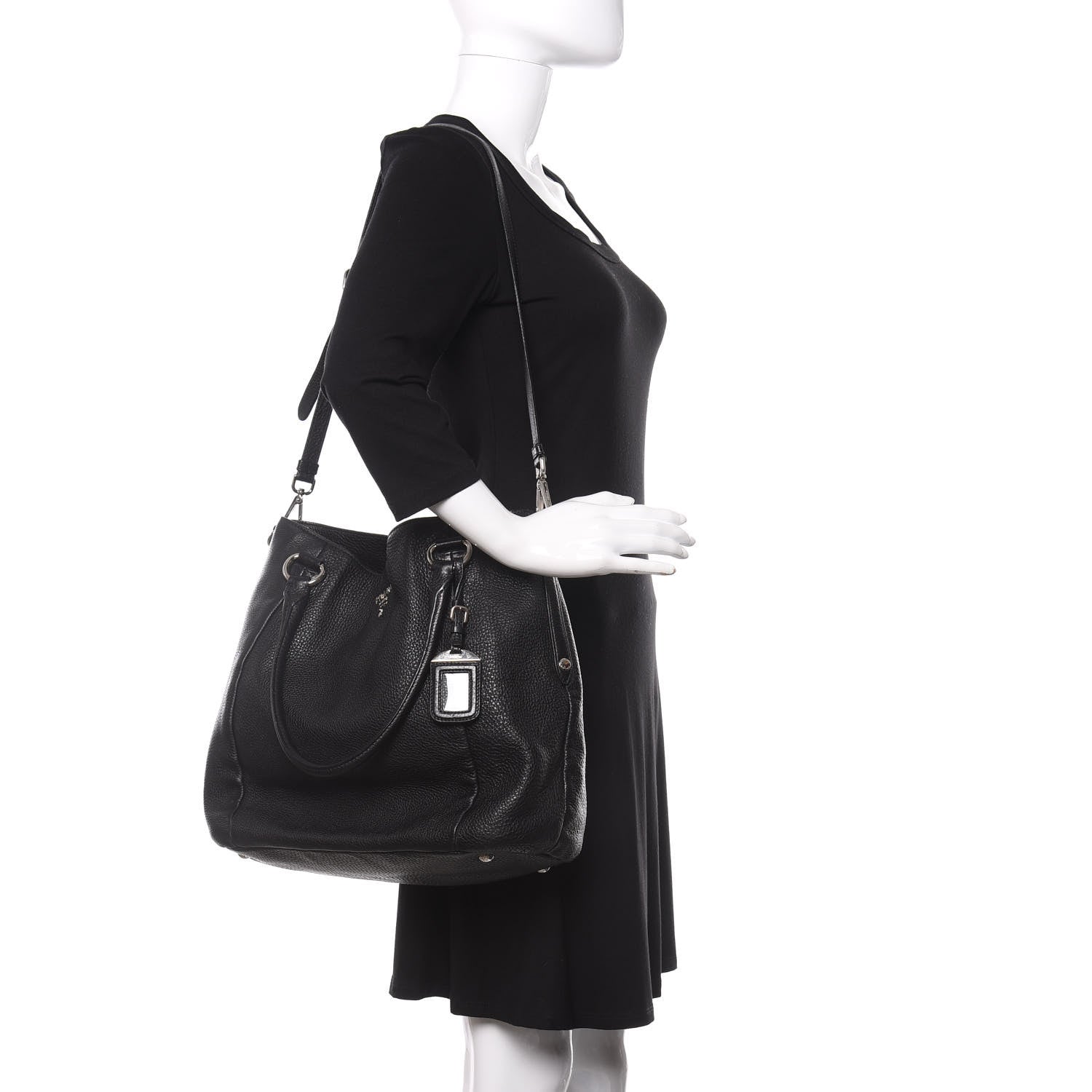 Prada Vitello Daino Tote Black 2 of 12