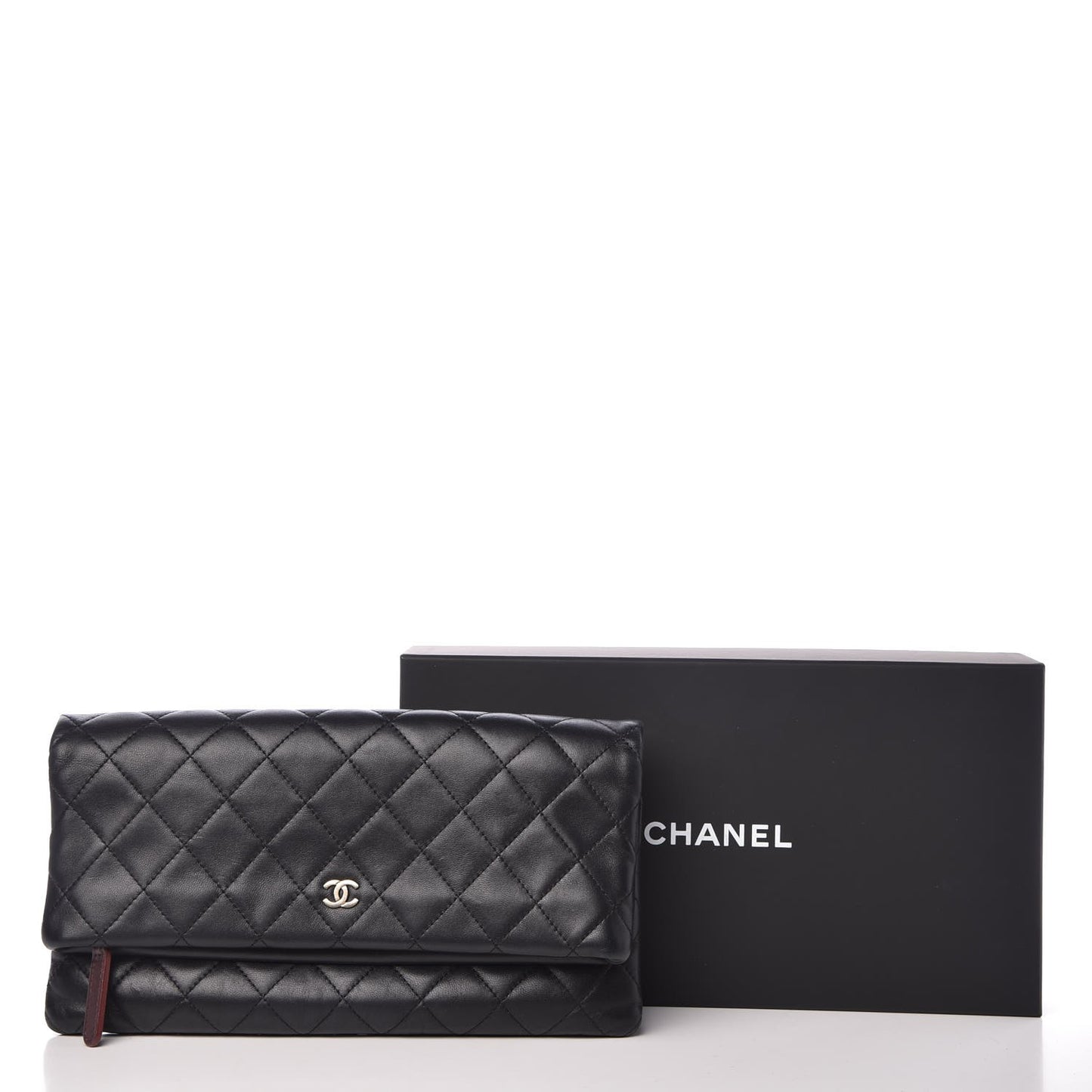 Lambskin Quilted CC Beauty Clutch Black