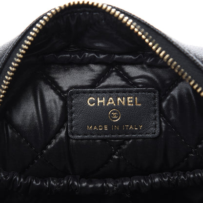 Chanel Caviar Quilted Curvy Pouch Cosmetic Case Black 6 of 10