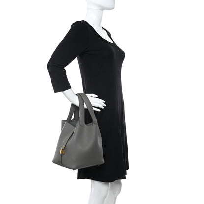 Hermes Taurillon Clemence Picotin Lock 22 MM Gris Meyer 2 of 10