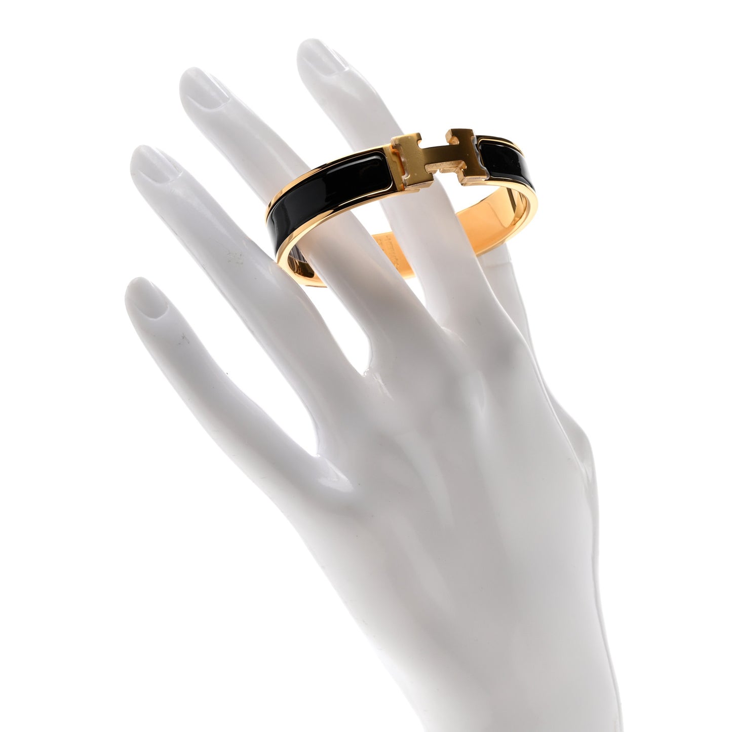 Enamel Narrow Clic Clac H Bracelet PM Black