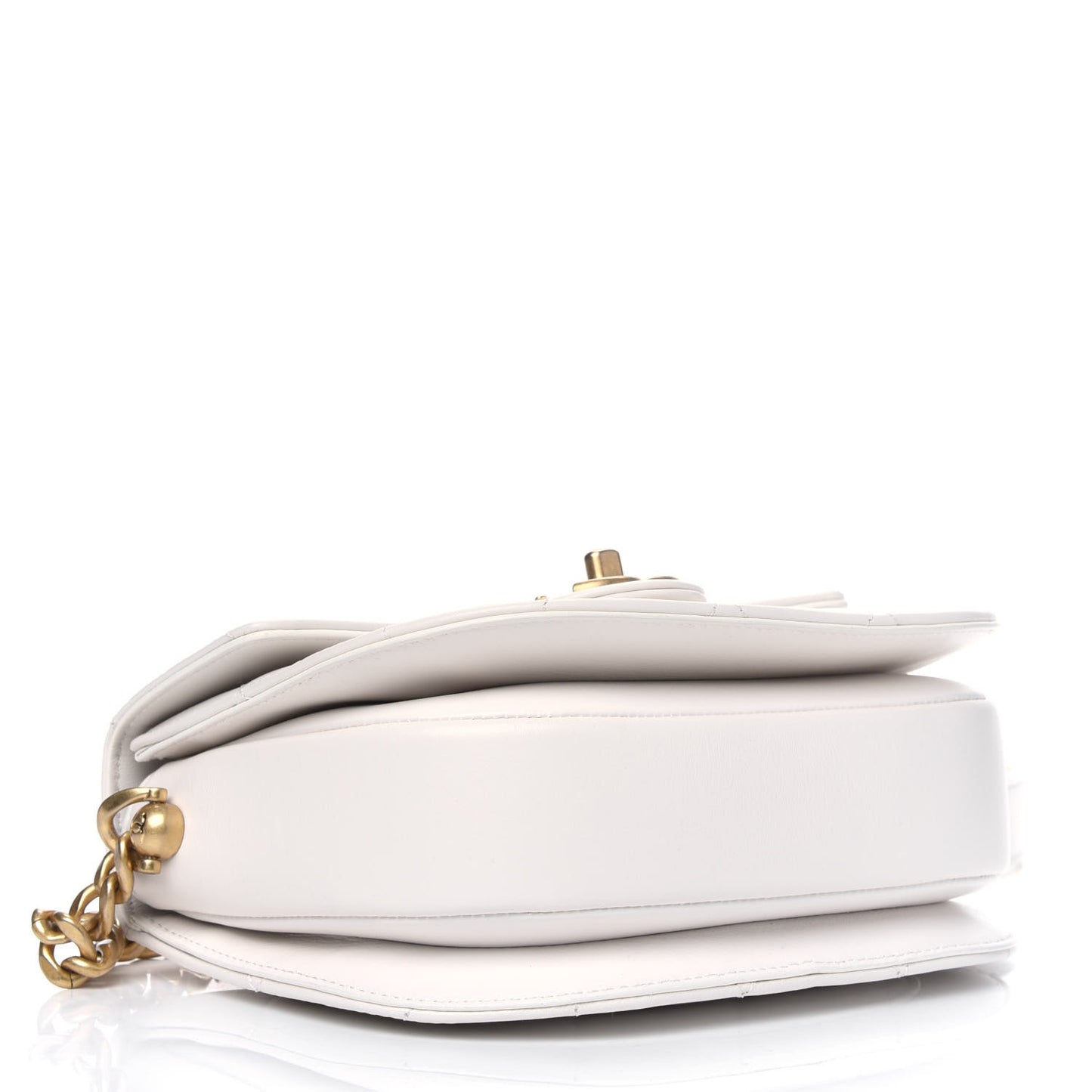 Calfskin Quilted Moon Messenger White