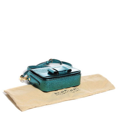 Burberry Metallic Calfskin Bow Detail Berkeley Crossbody Petrol Blue 4 of 9