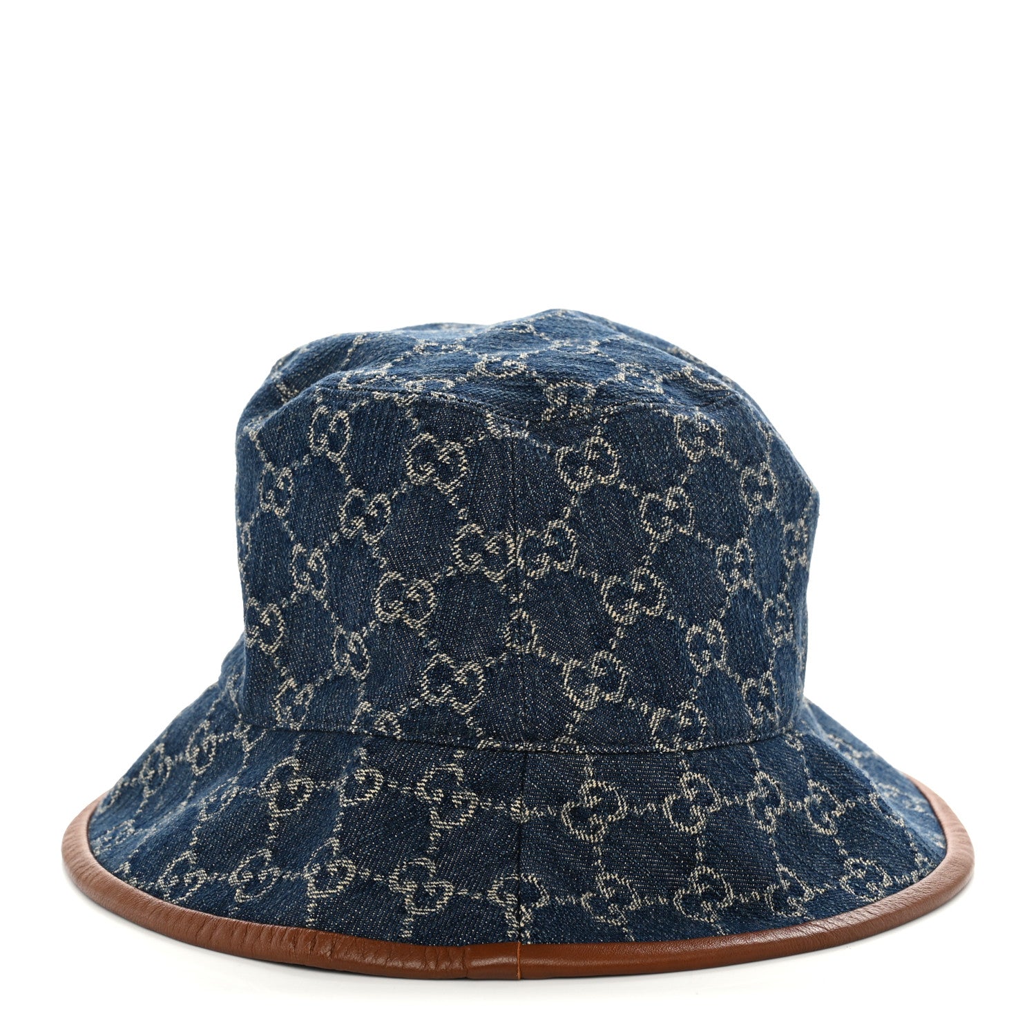 Gucci Washed Jacquard Denim Nappa GG Monogram Oscar Bucket Hat M Denim Cuir 1 of 8