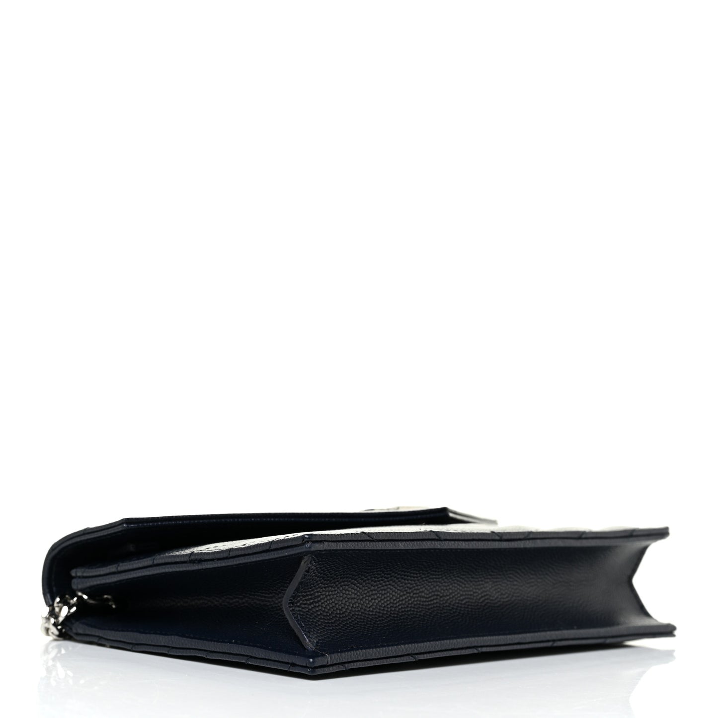 Grain De Poudre Matelasse Chevron Monogram Envelope Chain Wallet Black