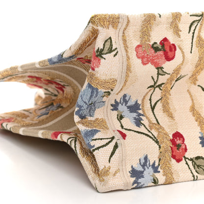 Christian Dior Canvas Embroidered Medium Hibiscus Book Tote Beige Multicolor 9 of 10