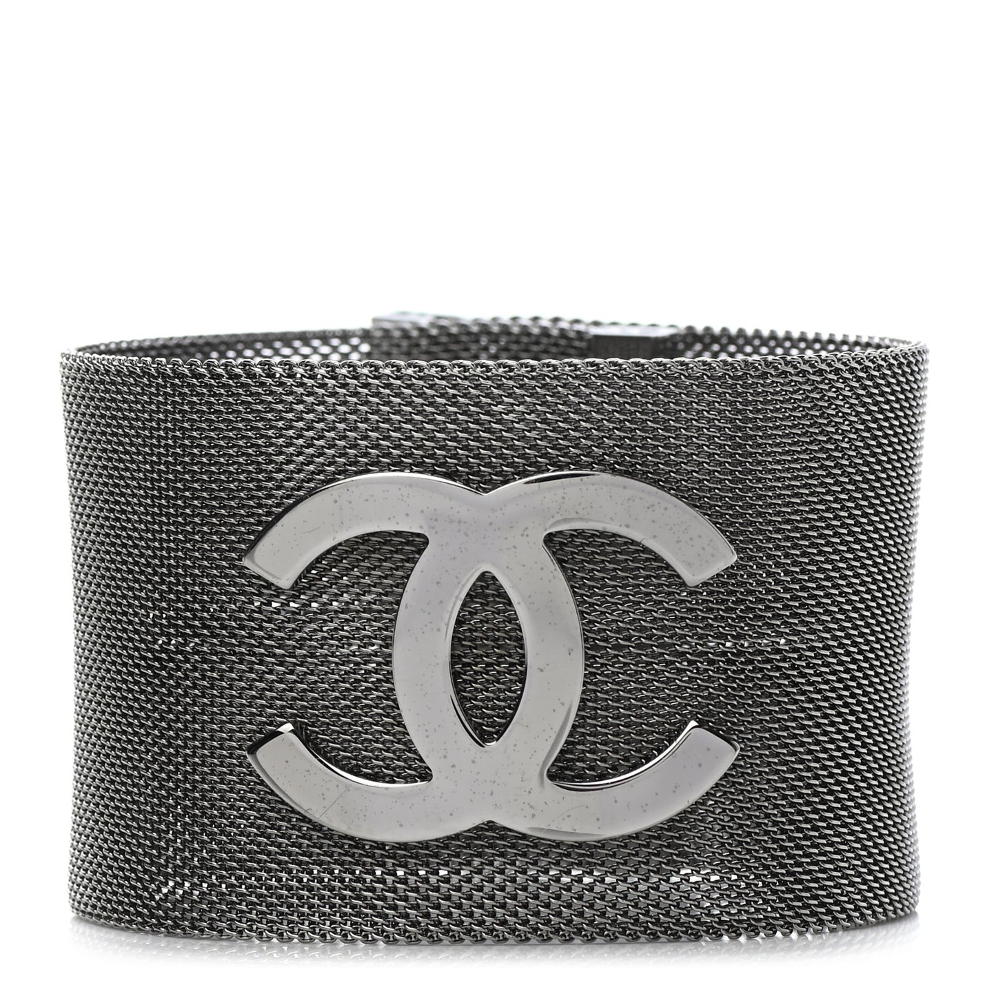 Metal Mesh CC Bracelet Silver