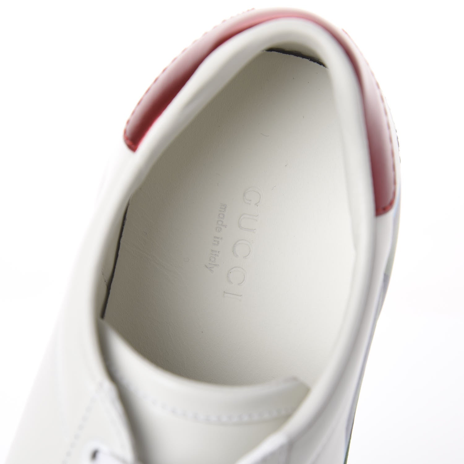 Gucci Calfskin Nappa LOVED Print Womens Ace Sneakers 38 White Red Flame Green 5 of 7