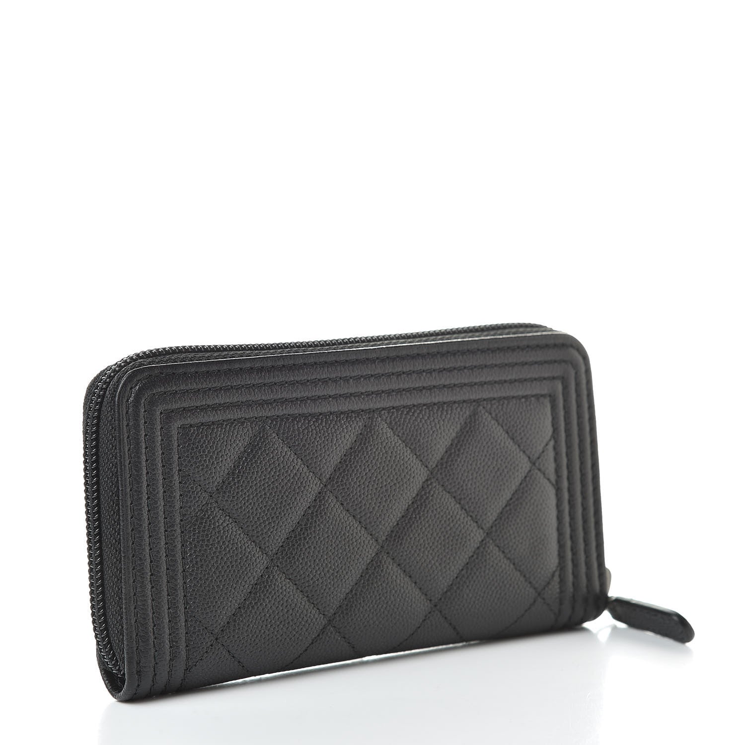 Chanel Caviar Quilted Small Boy Zip Around Wallet Black 3 of 10
