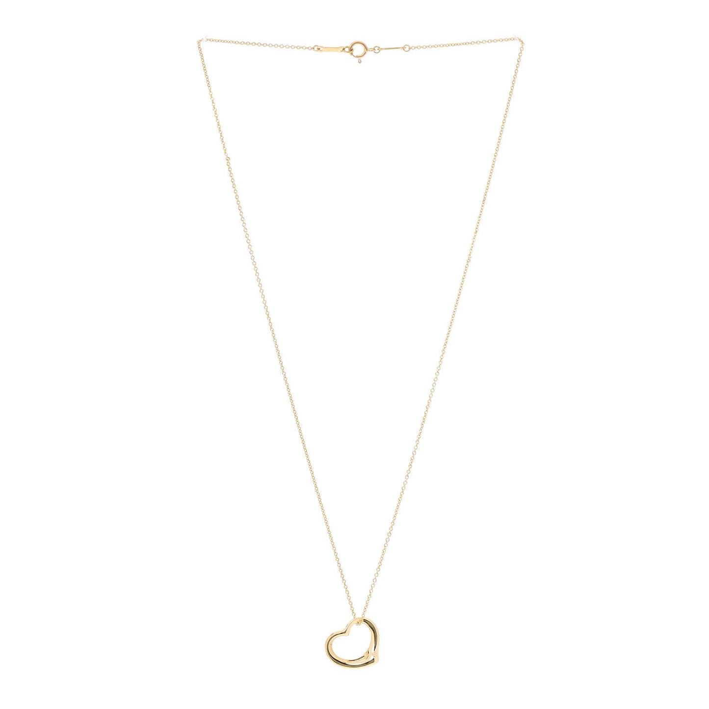 18K Yellow Gold 16mm Elsa Peretti Open Heart Pendant Necklace