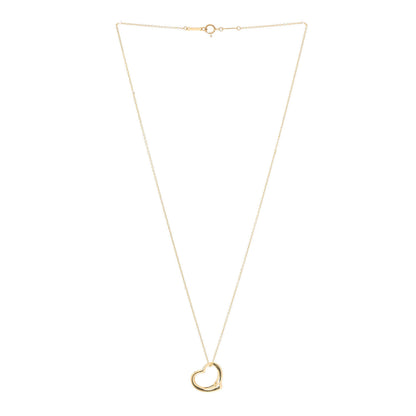 Tiffany 18K Yellow Gold 16mm Elsa Peretti Open Heart Pendant Necklace 3 of 8