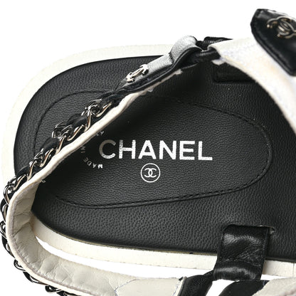 Chanel Lambskin Chain Platform Sandals 38.5 Black White 8 of 8