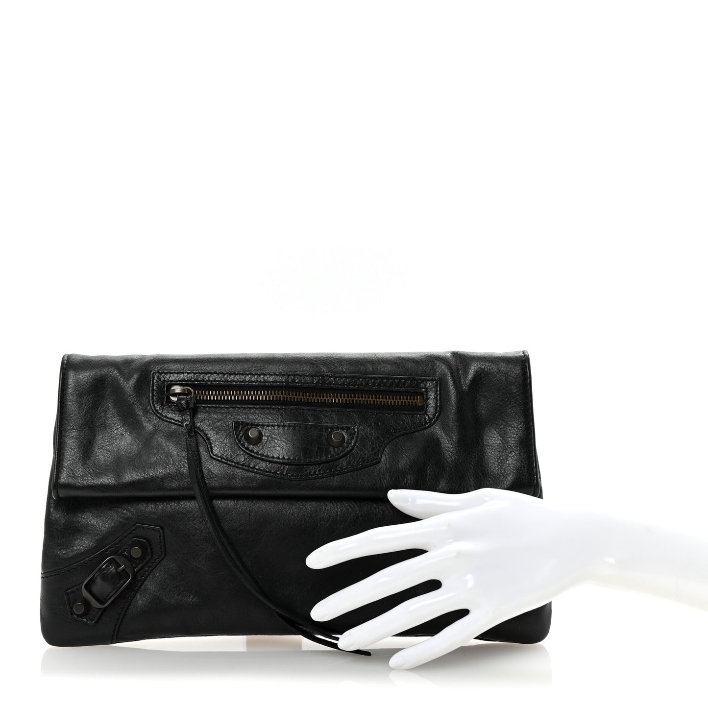 Agneau Classic Hardware Envelope Clutch Black