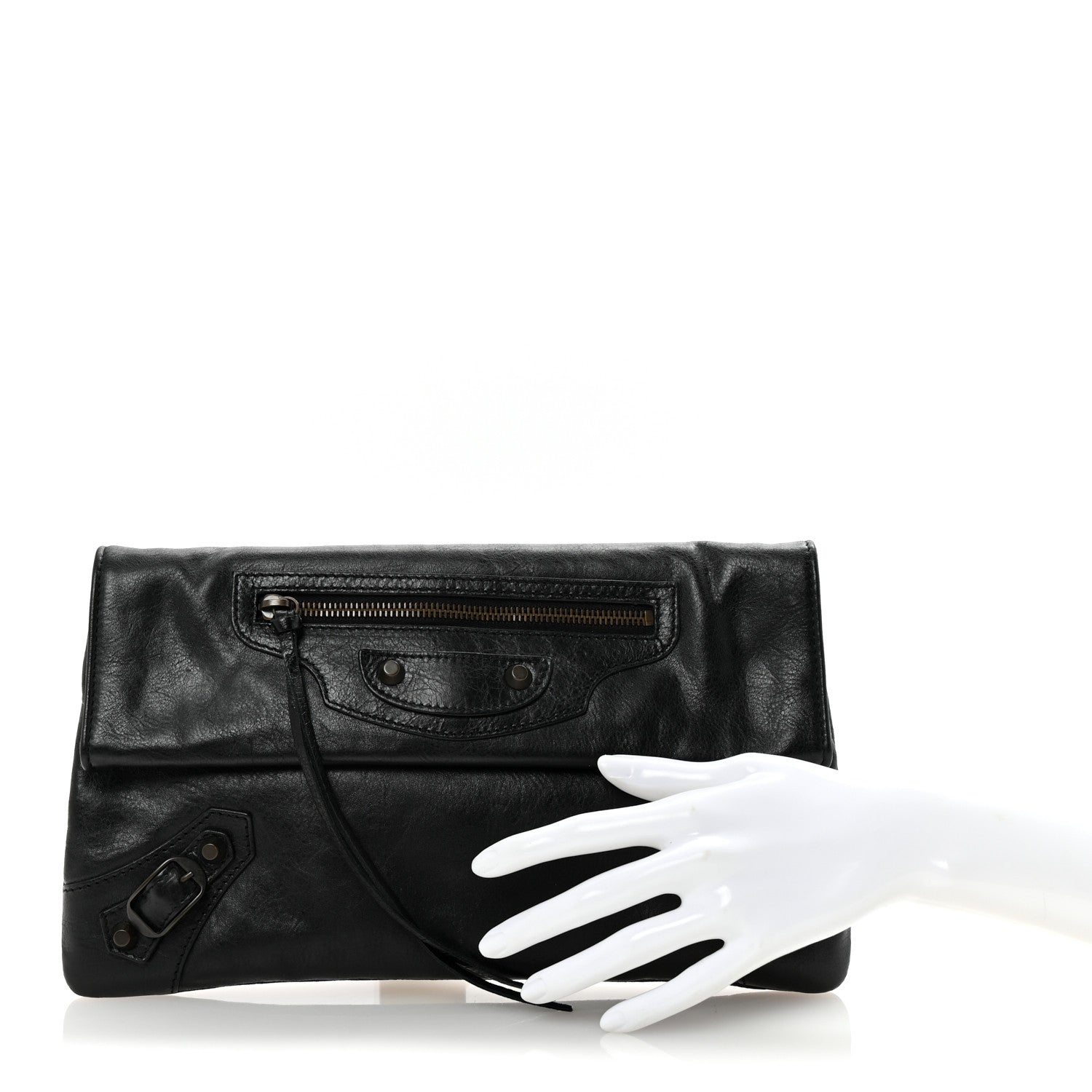 Balenciaga Agneau Classic Hardware Envelope Clutch Black 2 of 6
