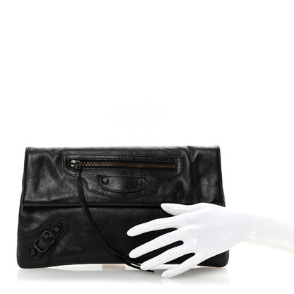 Balenciaga Agneau Classic Hardware Envelope Clutch Black 2 of 6
