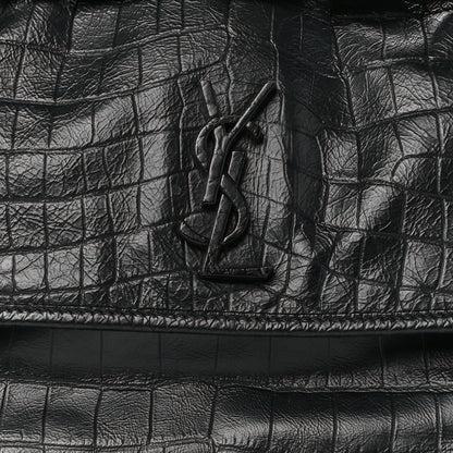 Saint Laurent Crocodile Embossed Lambskin Monogram Medium Niki Chain Satchel Black 7 of 9