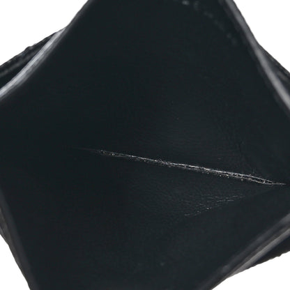 Saint Laurent Grain De Poudre Matelasse Chevron Monochrome Monogram Credit Card Case Black 5 of 11