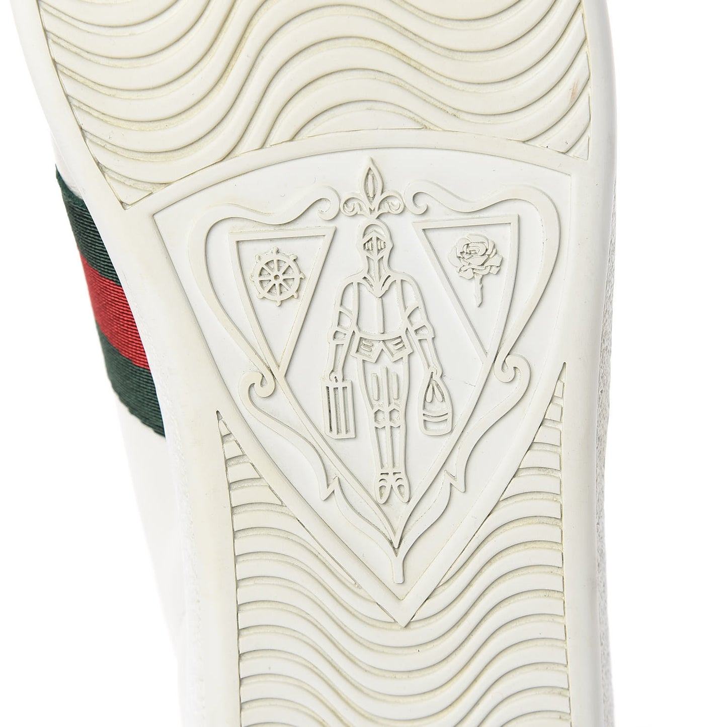 Calfskin Crocodile Web Womens Ace Sneakers 37.5 White Green