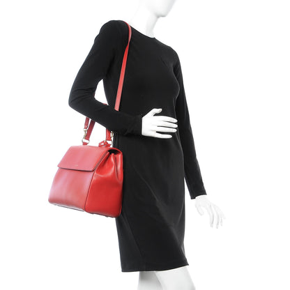 Saint Laurent Calfskin Medium Moujik Top Handle Bag Lipstick Red 3 of 18