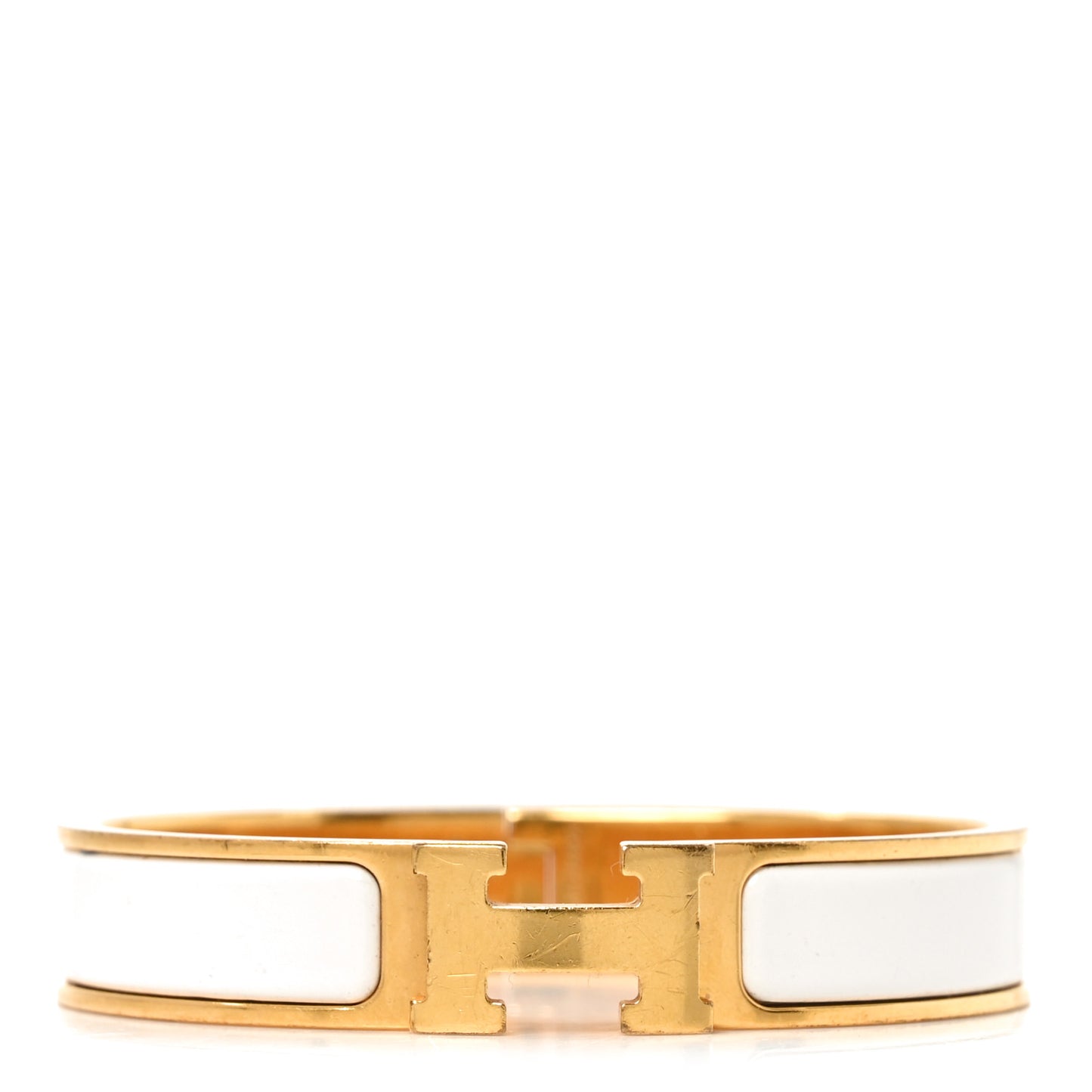 Enamel Narrow Clic Clac H Bracelet GM White