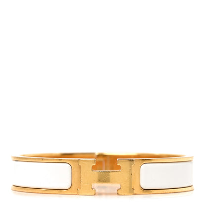 Hermes Enamel Narrow Clic Clac H Bracelet GM White 1 of 4