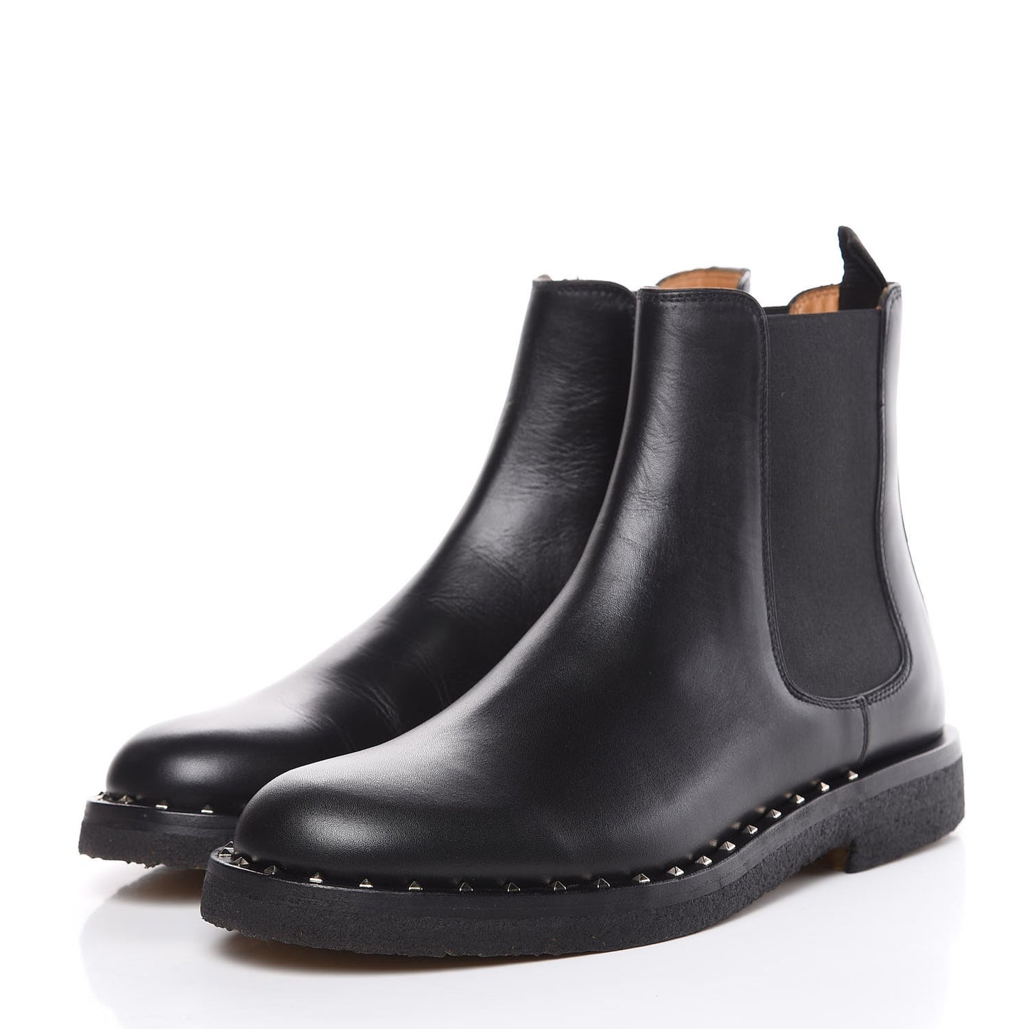 Calfskin Soul Rockstud Beatle Chelsea Ankle Boots 40 Black