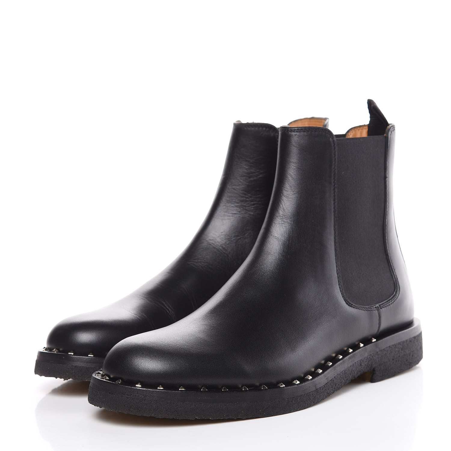 Valentino Garavani Calfskin Soul Rockstud Beatle Chelsea Ankle Boots 40 Black 3 of 8