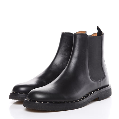 Valentino Garavani Calfskin Soul Rockstud Beatle Chelsea Ankle Boots 40 Black 3 of 8