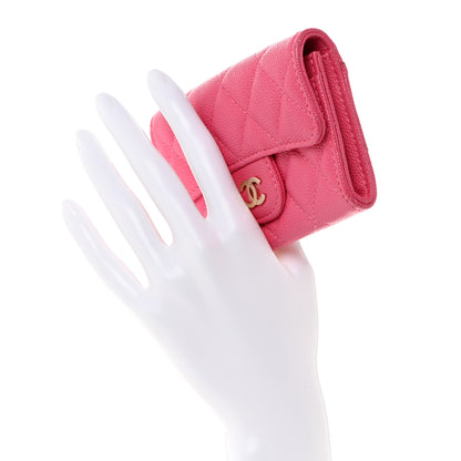 Chanel Caviar Quilted Flap Card Holder Wallet Pink 2 of 9