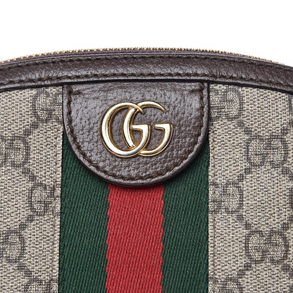 Gucci GG Supreme Monogram Textured Dollar Calfskin Web Small Ophidia Dome Shoulder Bag Beige Ebony New Acero 8 of 16