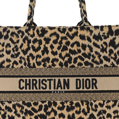 Christian Dior Canvas Mizza Embroidered Large Leopard Book Tote Beige 8 of 11
