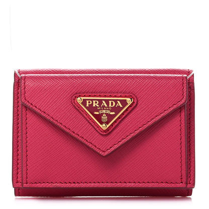 Prada Saffiano Small Tri-Fold Wallet Magenta 1 of 11
