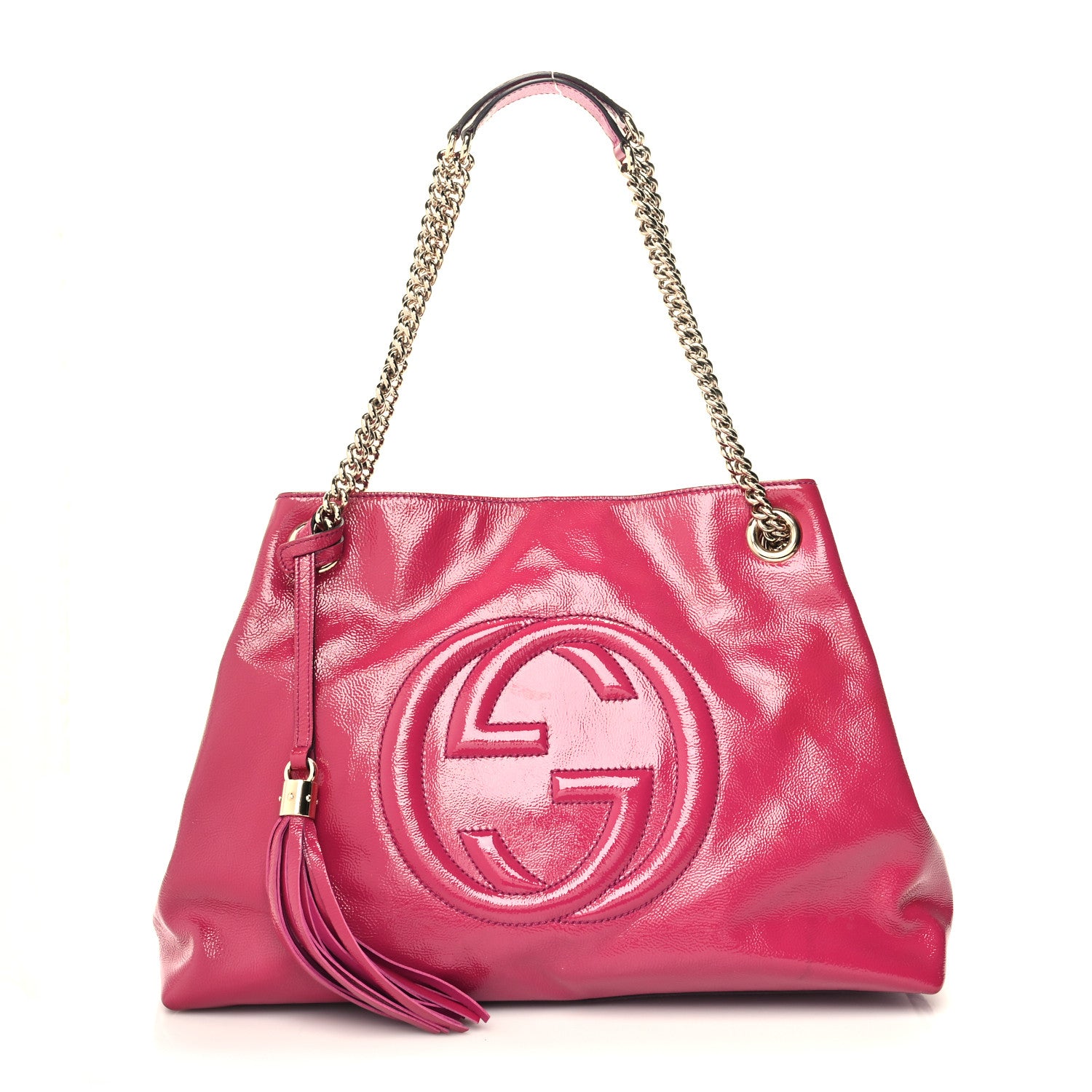 Gucci Vernice Naplack Medium Soho Chain Shoulder Bag Bright Bouganville 1 of 13