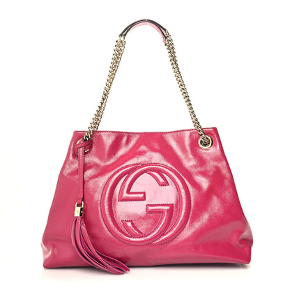 Gucci Vernice Naplack Medium Soho Chain Shoulder Bag Bright Bouganville 1 of 13