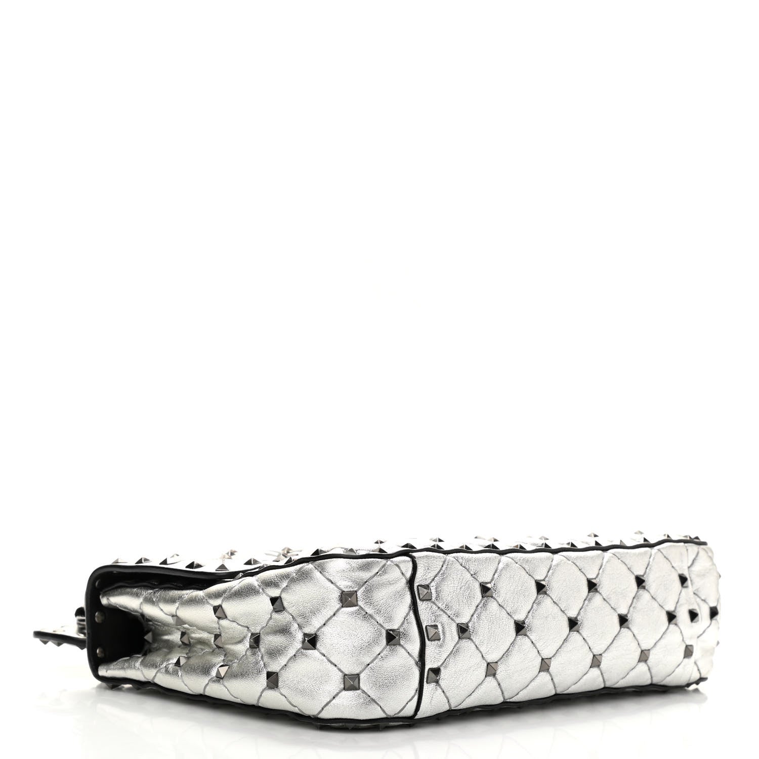 Valentino Garavani Metallic Lambskin Medium Star Rockstud Spike Shoulder Bag Silver 3 of 13