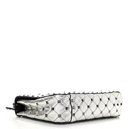 Valentino Garavani Metallic Lambskin Medium Star Rockstud Spike Shoulder Bag Silver 3 of 13