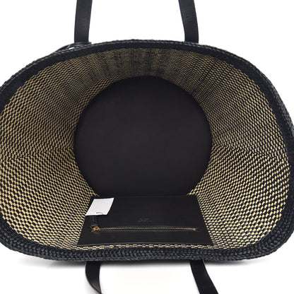 Saint Laurent Raffia Calfskin Medium Panier Tote Black Naturale 5 of 9