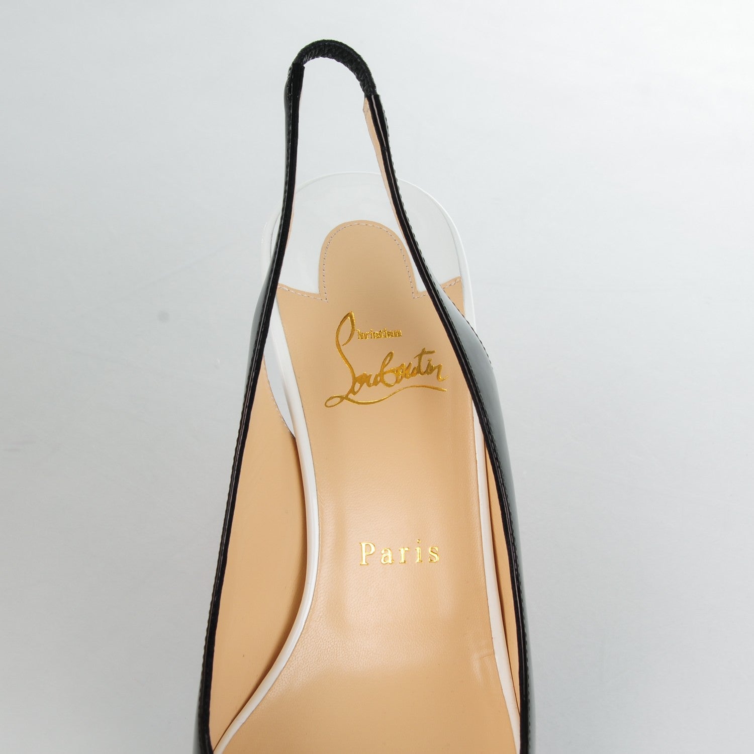 Christian Louboutin Patent Tibur Slingback 70 Pumps 38 Black White 7 of 7