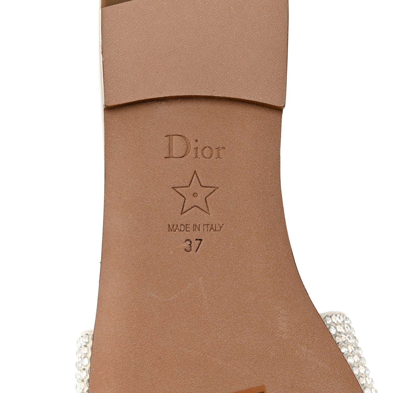 Christian Dior Crystal Calfskin D-Club Mule Sandal 37 White